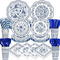 450 Pcs Blue Floral Tableware Set Decorations Blue White Chinoiserie Floral by Unknown