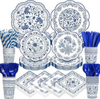 450 Pcs Blue Floral Tableware Set Decorations Blue White Chinoiserie Floral by Unknown
