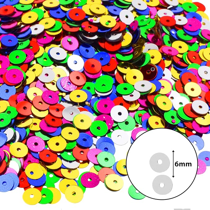 Mandala Crafts 6mm Flat Round Rainbow Sequins - Image 3