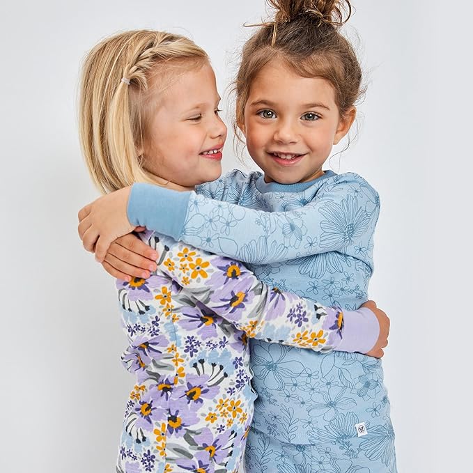 HonestBaby 4 Piece Pajamas Sleepwear Pjs 100% Organic Cotton for Infant Baby and Toddler Boys, Girls, Unisex