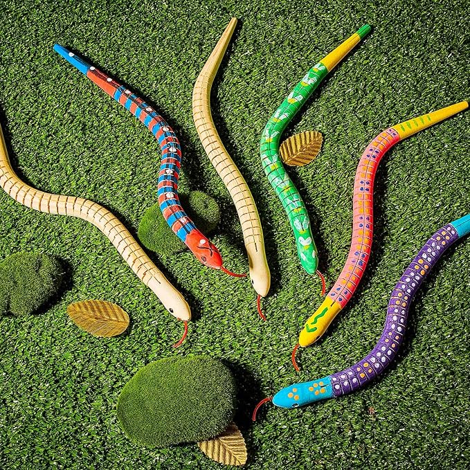 BBTO 10 Pieces Wooden Snake Unfinished Wooden Wiggly Snake Jointed Flexible - Image 7