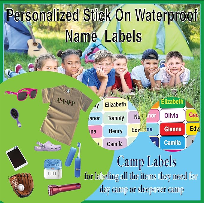 Personalized Waterproof Name Labels Press and Stick Custom Name Stick on - Image 3