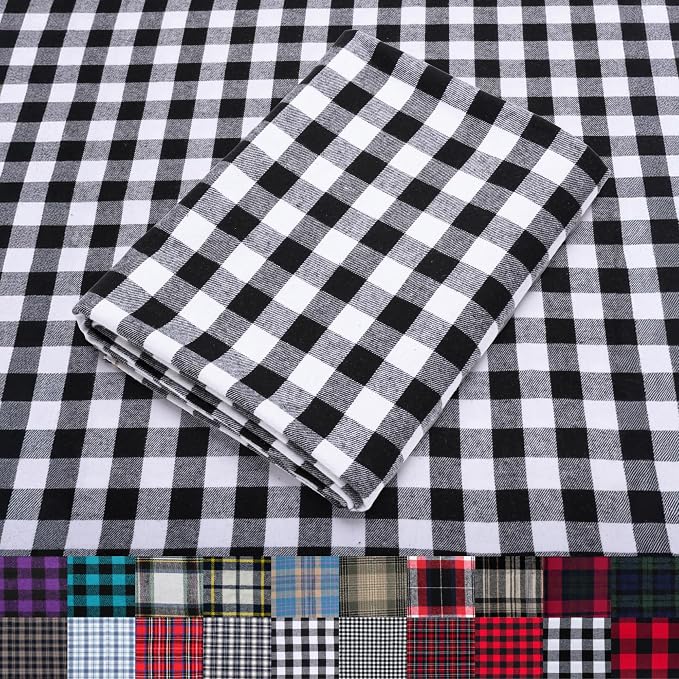 Pico Textiles 8 Yards Bolt Black and White Buffalo Plaid Checkered Flannel by PicoTextiles