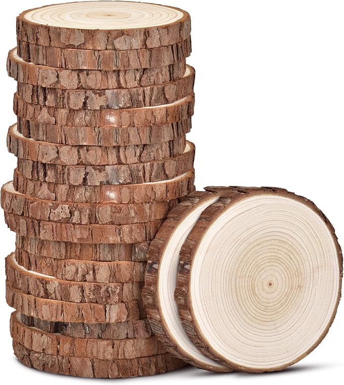LESUMI Wood Slices with Bark, DIY Craft Supplies by LESUMI