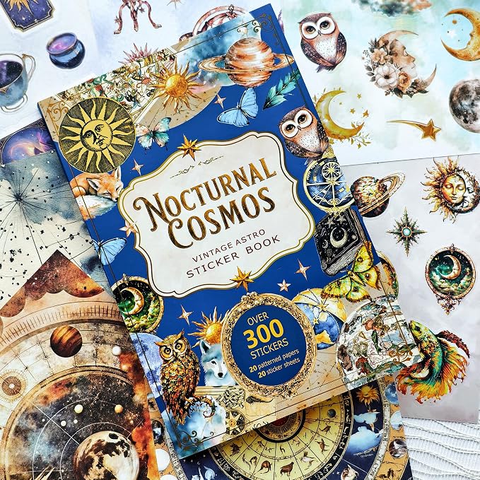 Vintage Astrology Sticker Book & Scrapbook Paper Pad, 40 Inner Pages - Image 2