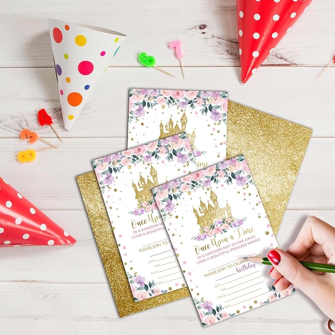 Princess Birthday Invitations, 25 Double-Sided Magical Kingdom Castle Party - Image 3