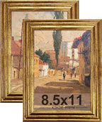 KTKDE 8.5x11 Picture Frame Set of 2, Ornate Vintage Gold Photo Frames 8.5 x 11 by KTKDE