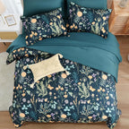 Yiran Comforter Set Queen Size, 7 Piece Peacock Blue Floral Comforters - Image 3