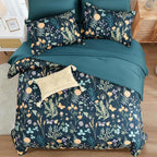 Yiran King Size Comforter Set 7 Pieces, Peacock Blue Botanical Floral Winter - Image 3