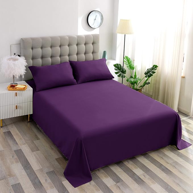 Sfoothome Fitted Bottom Sheet for Mattress, Single Twin XL Size Purple - Image 3