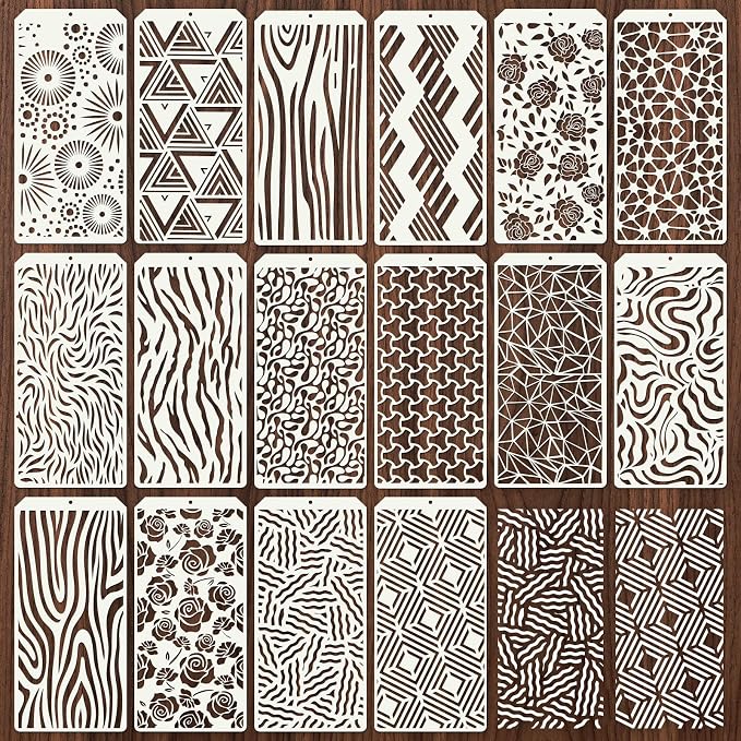 Geometric Texture Stencils for Crafts Reusable 16Pcs Stencils | DIY Art by Unknown