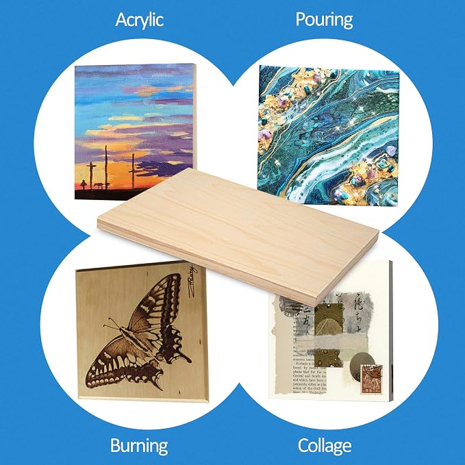 Falling in Art 4 Pack 11x14’’ Unfinished Birch Wood Panels Kit - Image 2