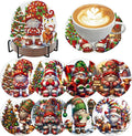 8 Pack Diamond Art Coasters, Christmas Gnome Diamond Painting Coasters Kits | by Zythron