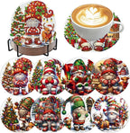 8 Pack Diamond Art Coasters, Christmas Gnome Diamond Painting Coasters Kits | by Zythron