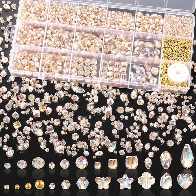 Zefy 2000+ Pcs Crystal Glass Beads by Zefy