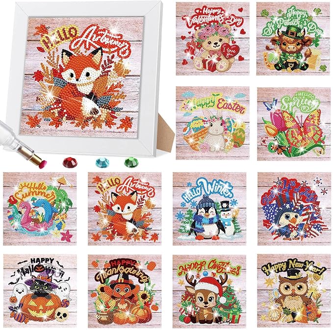 Trandraft 13 Pcs Animal Interchangeable Seasonal Diamond Art Kits by Trandraft