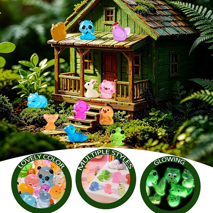 64PCS Luminous Mini Resin Animals Bulk, 64 Styles Glow in The Dark Tiny Little - Image 8