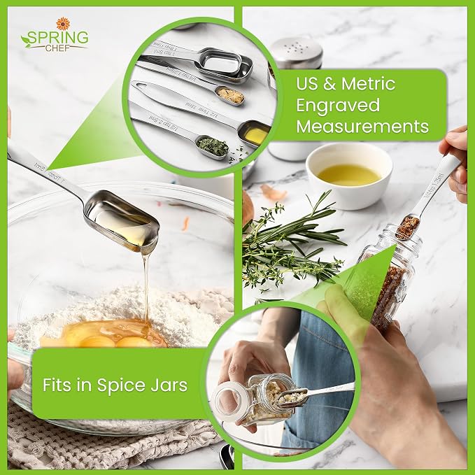 Spring Chef Stainless Steel Measuring Cups and Spoons Set of 10 w/Leveler | - Image 3