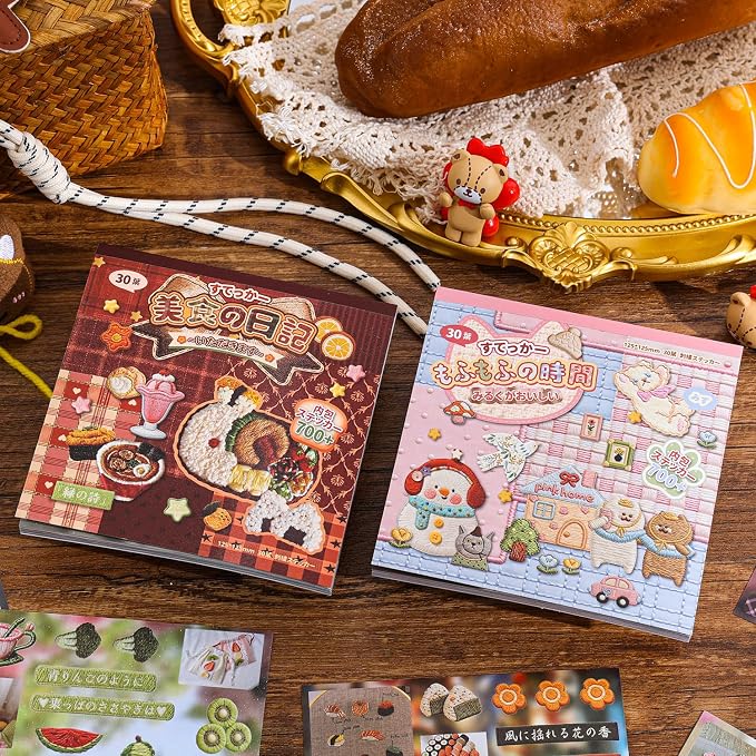 Girl's Japanese Retro Sticker Book, 700+ Kawaii Old Showa Style Embroidered - Image 4