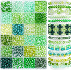 1200PCS Green Glass Beads for Bracelets, 24 Colors 6mm Crystal Beads Bracelets by Sistenia