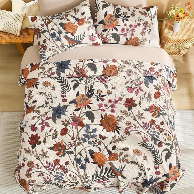 Litanika Floral Light Beige Quilt Queen Size - Image 4