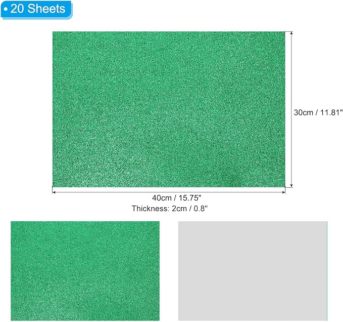 PATIKIL Green Shiny EVA Glitter Foam Sheet 16x12 Inch 2mm Thick - Image 2