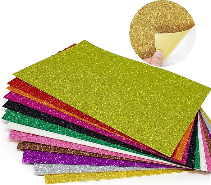 Allgala X-Large Self-Adhesive Glitter EVA Foam Sheets 12 Pack 12x16 inch- by Allgala