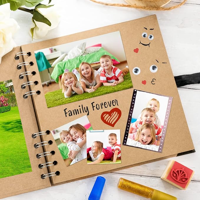 Bstorify Square Scrapbook Photo Albums 36 Pages Brown Thick 200gsm Kraft Paper - Image 5