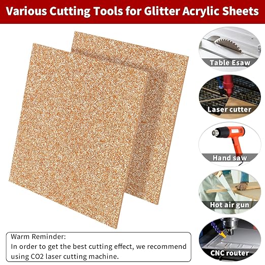 2 PCS 8 x 8 inch Glitter Colored Plexiglass Acrylic Sheets - Image 3