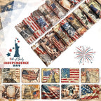 Hosuly 40 Pcs Vintage Patriotic Quilting Fabric Roll Red White Blue Americana - Image 6