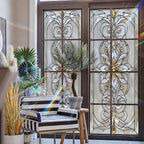 Stained Glass Window Privacy Film: Non-Adhesive Sun and Landscape Mosaic Design - Image 3