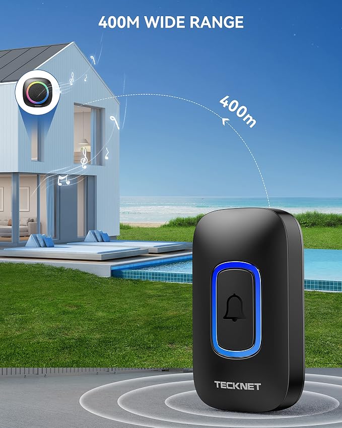 TECKNET Wireless Doorbell, 2 Transmitters 2 Receivers Door Bell Battery Operated - Image 4