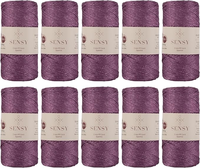 10 Skeins of Sensy Premium 2mm 251 Yards Sparkle Polyester Rope 90% by SSENSY