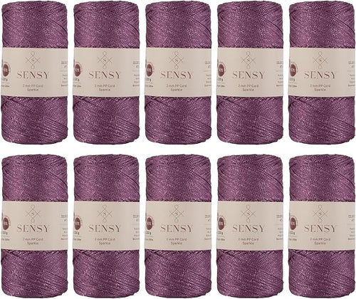 10 Skeins of Sensy Premium 2mm 251 Yards Sparkle Polyester Rope 90% by SSENSY