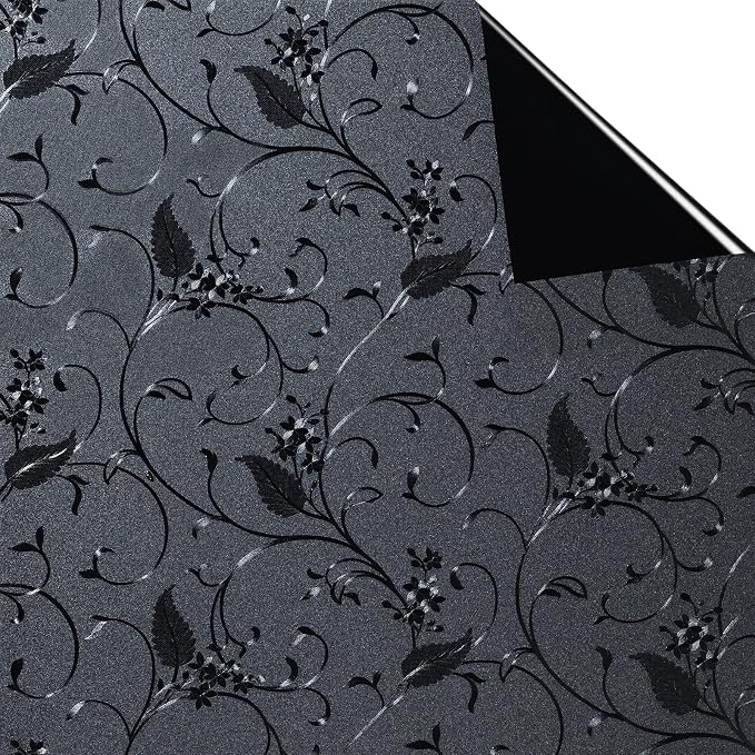 Niviy Blackout Curtains Window Privacy Film Wheat Flower Frosted Window Glass - Image 4