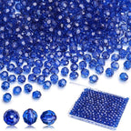 BONNY BOXX 500pcs 8mm Acrylic Faceted Round Crystal Beads Transparent Sapphire by BONNY+BOXX