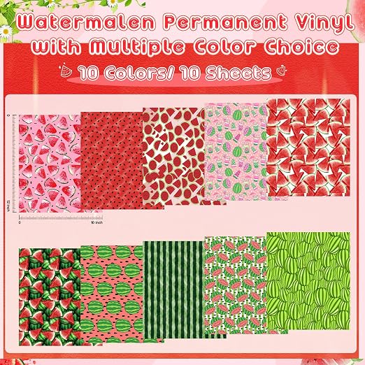 Tintnut Watermelon Permanent Vinyl 10 Pcs 12x10in Permanent Adhesive Vinyl | - Image 2