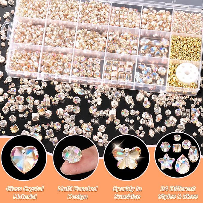 Zefy 2000+ Pcs Crystal Glass Beads - Image 6
