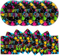 48Pcs Neon Glow in the Dark Paper Plates and Napkins Neon Birthday Party by Qyeahkj