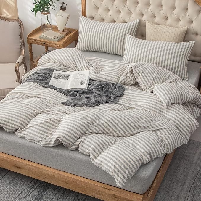 PURE ERA Jersey Knit Duvet Cover Set 100% T-Shirt Heather Cotton Super Soft - Image 6