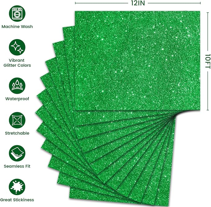 Glitter HTV Heat Transfer Vinyl, Sparkle HTV Compatible - Image 2