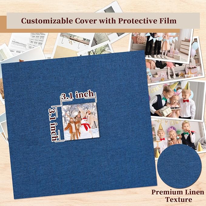 12x12 Inch Large 3 Ring DIY Scrapbook Photo Album, Linen Cover Scrapbook - Image 4