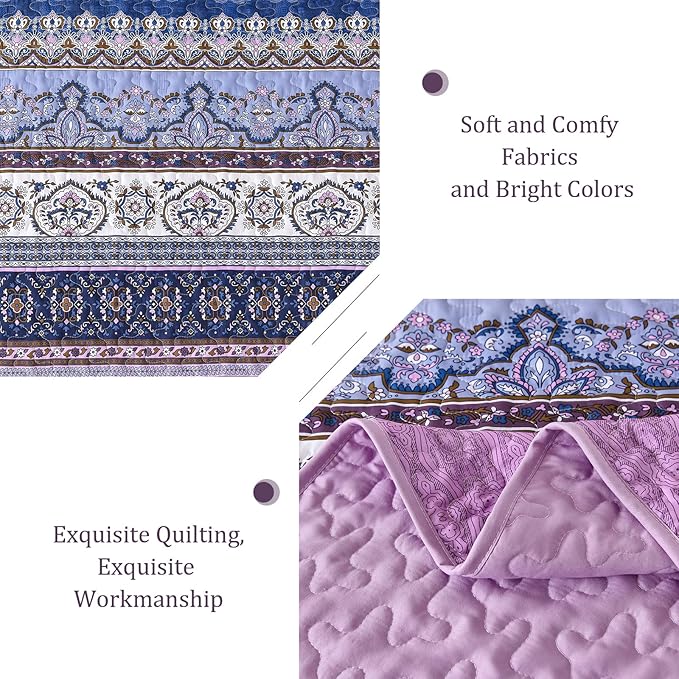 WONGS BEDDING Boho King Quilt Set, Lightweight Bed Decor Bedspread - Image 4