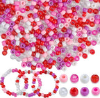 1000PCS 6x9mm Valentine's Day Red Theme Pony Beads Bulk, Kandi Beads by NikkiGuojewelry