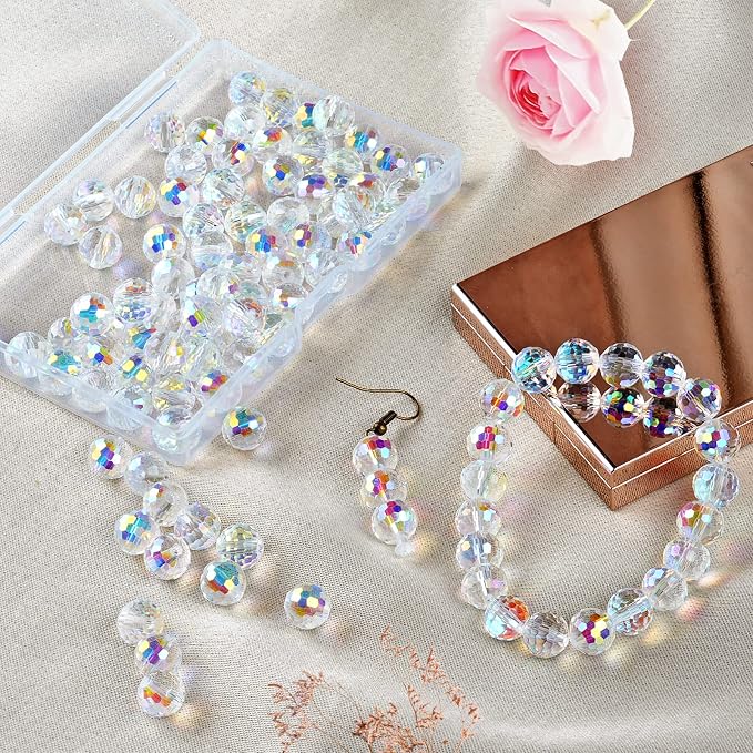 Crystal Glass Beads for Jewelry Making, 10 mm, AB | Iridescent Glass Beads Bulk - Image 6