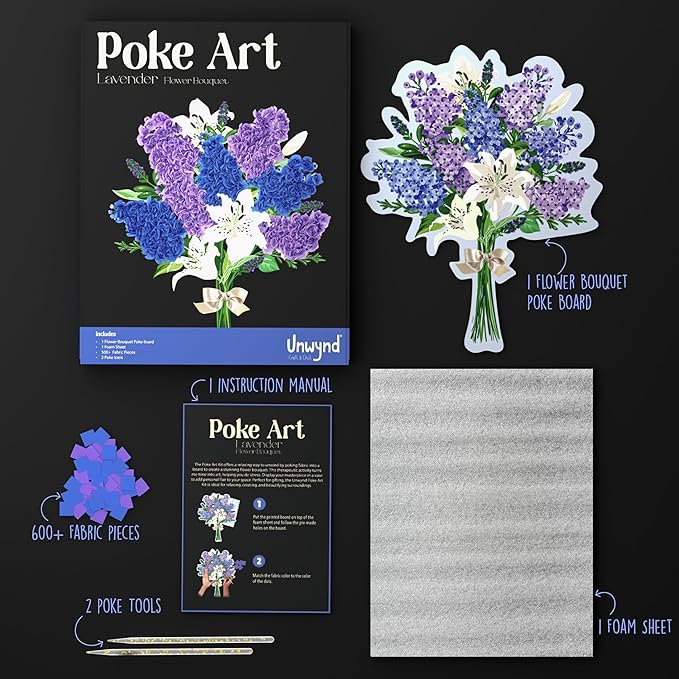 Unwynd Poke Art Lavender Flower Bouquet | Mess-Free Arts and Crafts - Image 5