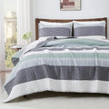 Andency Oversized King Quilt Set Sage Green, 120x120 Stripe Super King by Andency