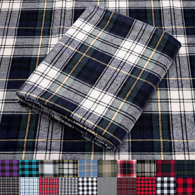 Pico Textiles 6 Yards Bolt Green, and Blue Tartan Plaid Flannel Fabric by PicoTextiles