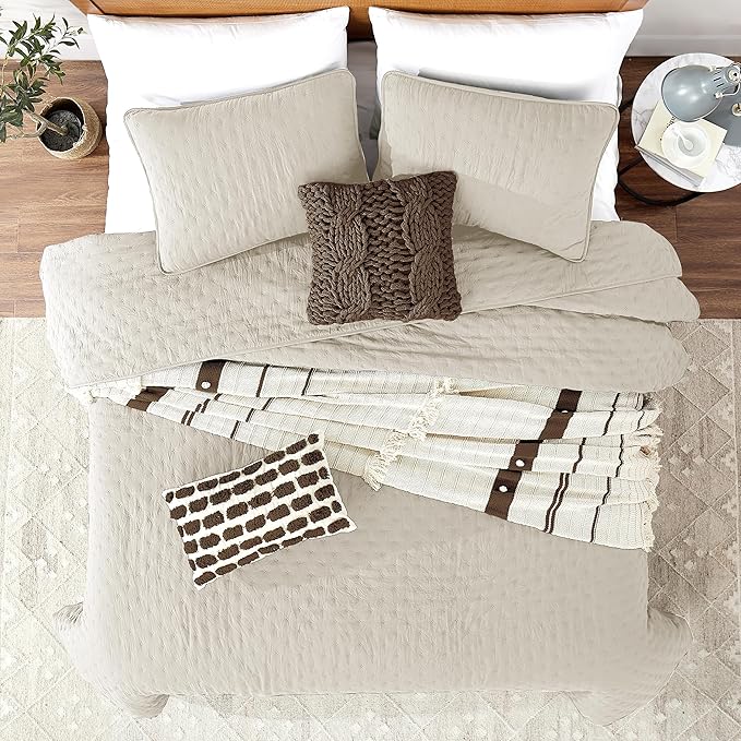 ROARINGWILD Beige Twin Size Quilt Bedding Set - Image 2