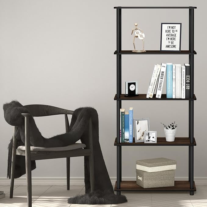 Furinno TURN-N-TUBE Storage Shelves, 5-Tier Book Shelf, Corner Shelf, Toolless - Image 2